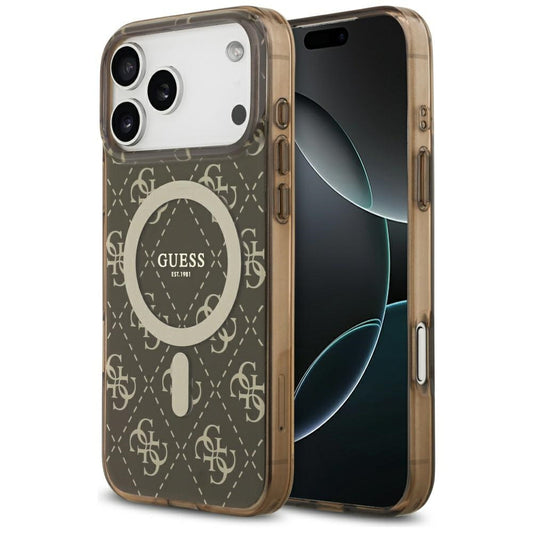 Guess IML 4G Background MagSafe Case for iPhone 17 Pro - Brown_0