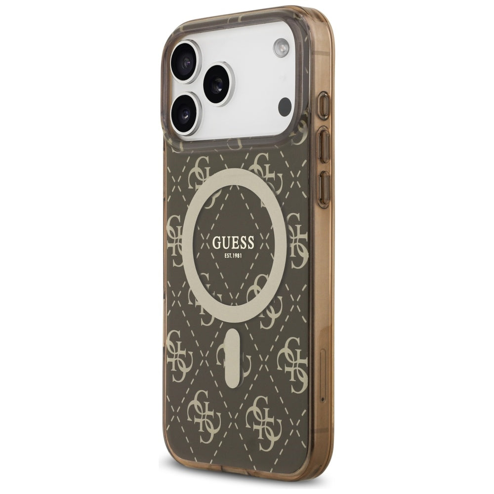 Guess IML 4G Background MagSafe Case for iPhone 17 Pro - Brown_1