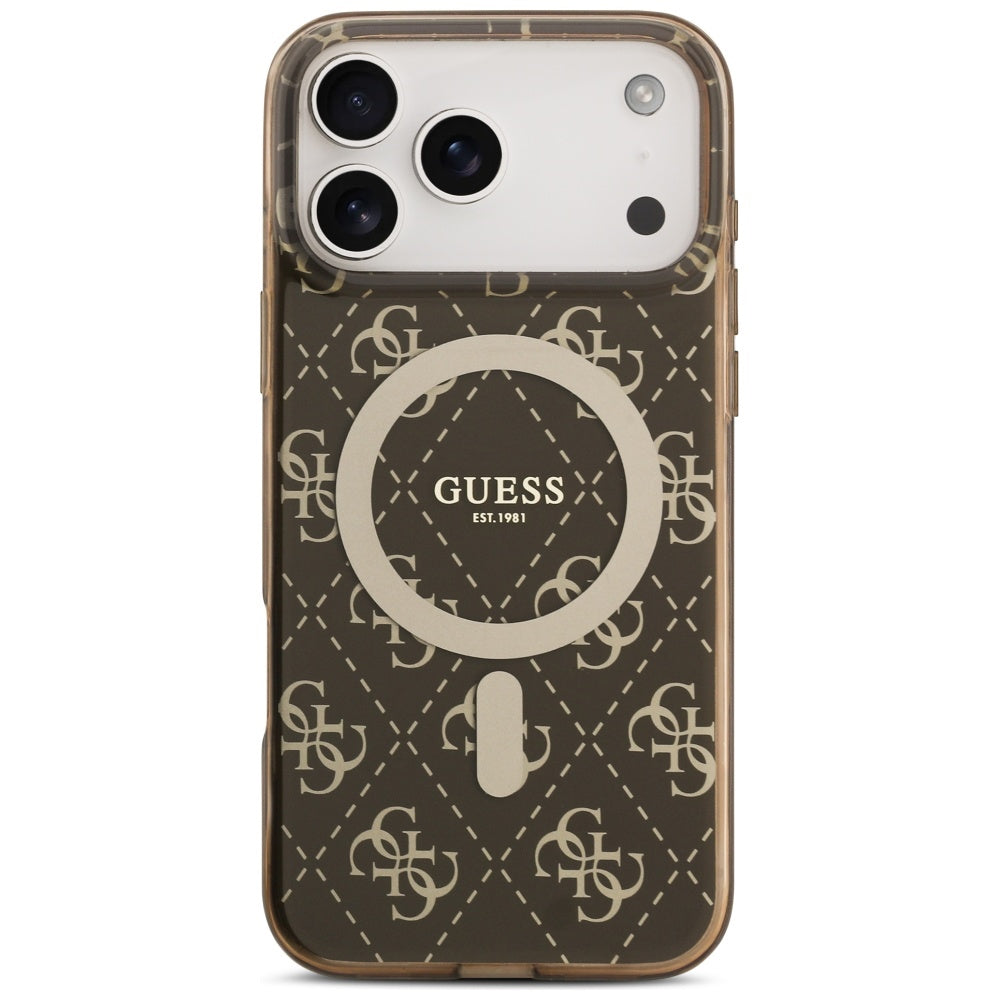 Guess IML 4G Background MagSafe Case for iPhone 17 Pro - Brown_2