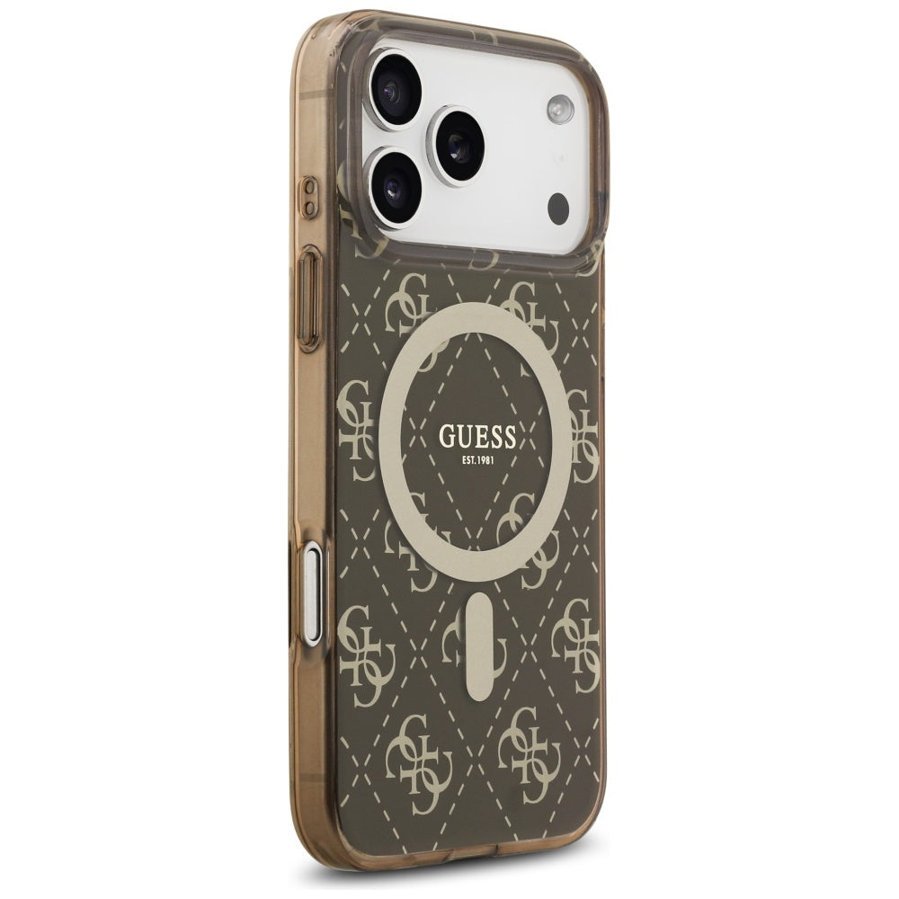 Guess IML 4G Background MagSafe Case for iPhone 17 Pro - Brown_3