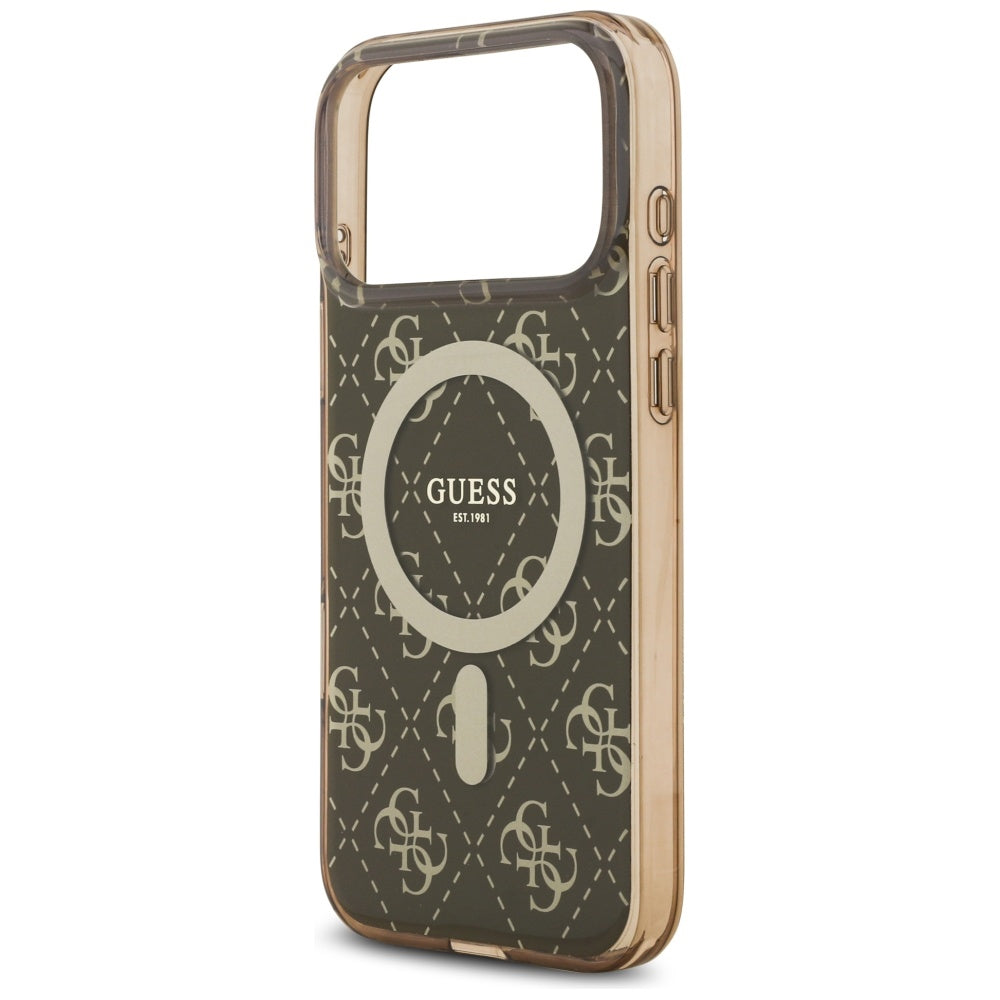 Guess IML 4G Background MagSafe Case for iPhone 17 Pro - Brown_5