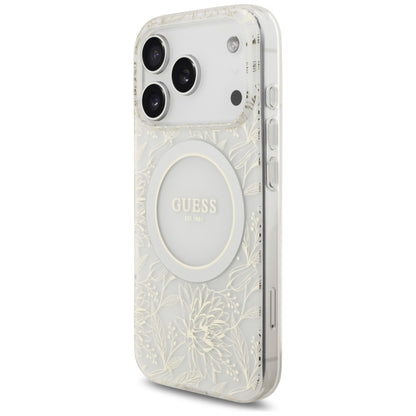 Guess IML Flowers Electro Pearl Strap MagSafe Case for iPhone 17 Pro - White_2