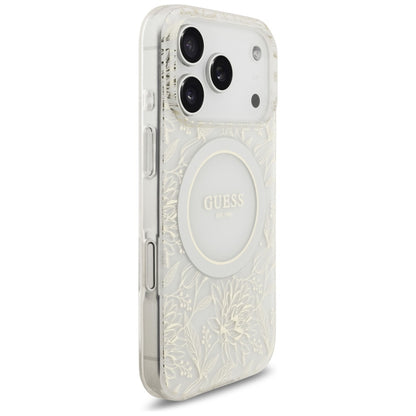 Guess IML Flowers Electro Pearl Strap MagSafe Case for iPhone 17 Pro - White_3