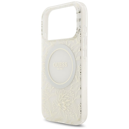 Guess IML Flowers Electro Pearl Strap MagSafe Case for iPhone 17 Pro - White_5