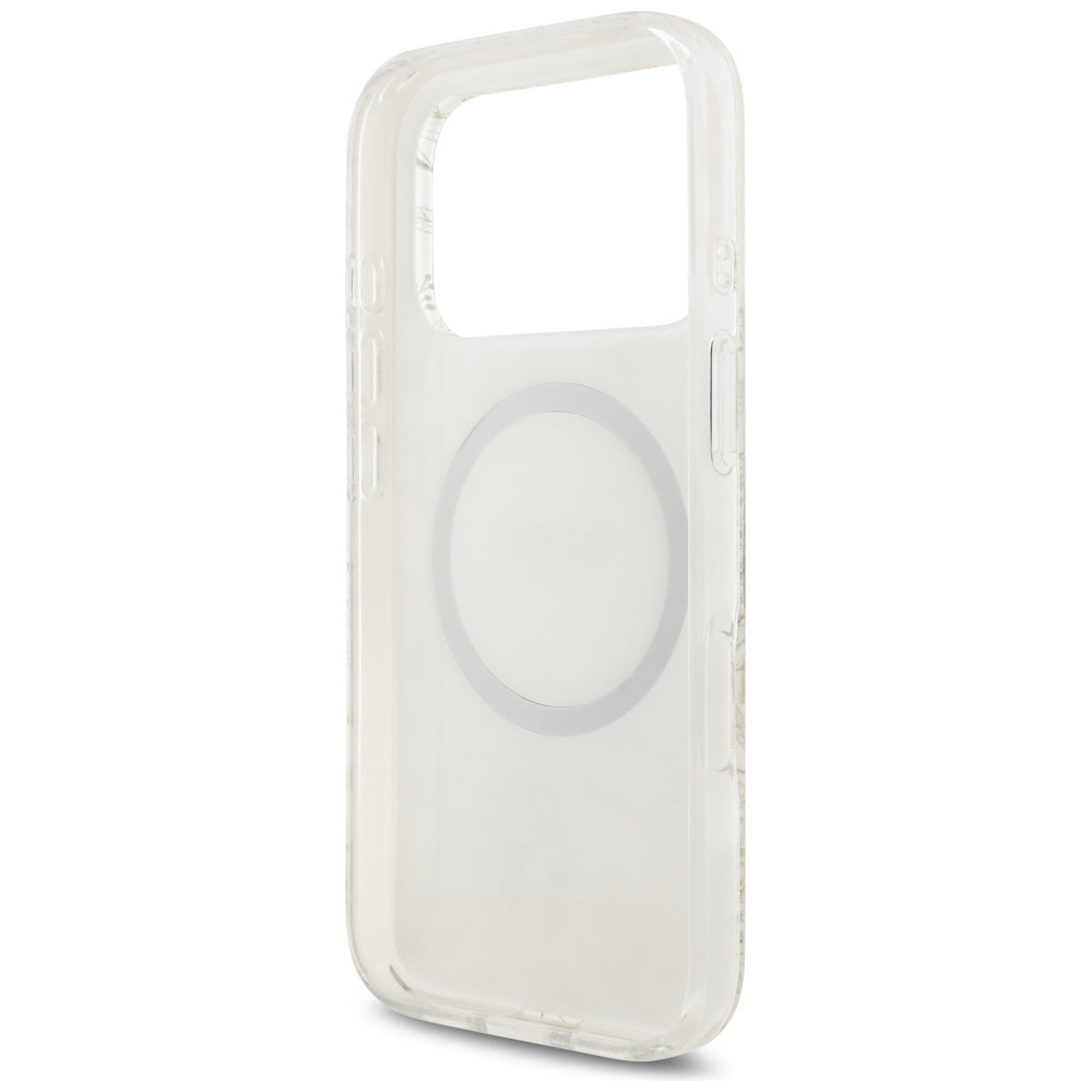 Guess IML Flowers Electro Pearl Strap MagSafe Case for iPhone 17 Pro - White_6