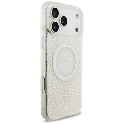 Guess IML Flowers Electro Pearl Strap MagSafe Case for iPhone 17 Pro Max - White_3