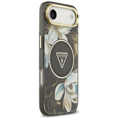Guess IML Glitter Flowers Triangle MagSafe case for iPhone Air - black_3