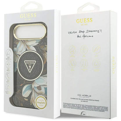 Guess IML Glitter Flowers Triangle MagSafe case for iPhone Air - black_7