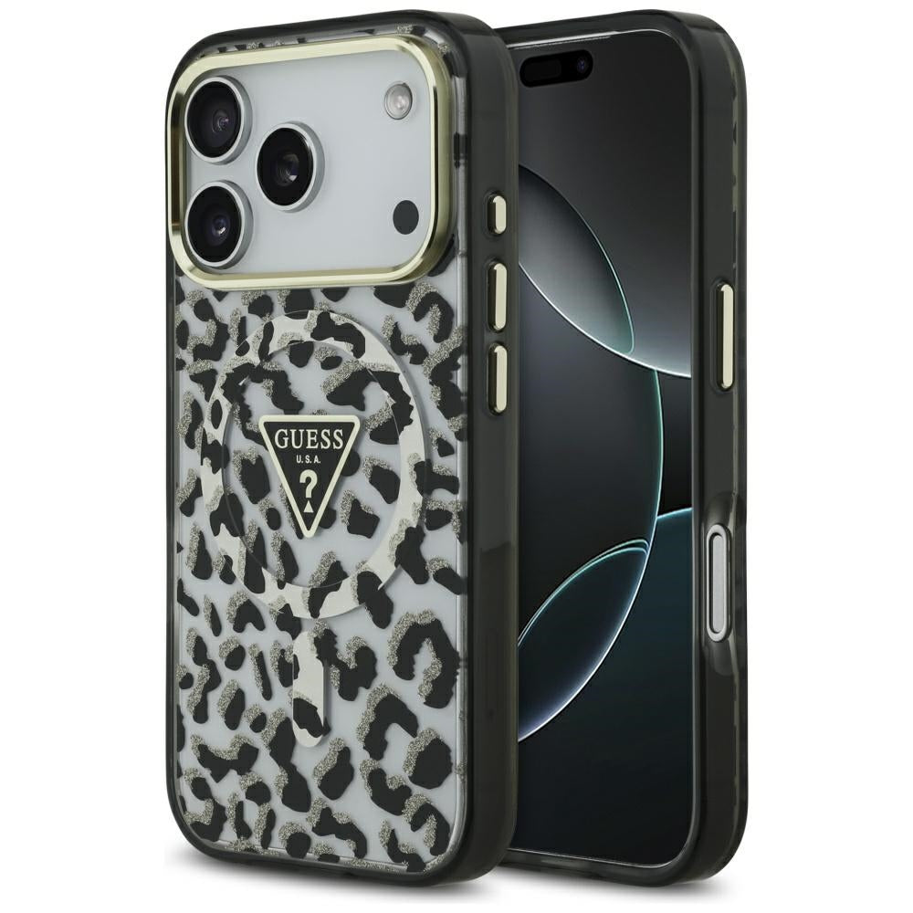 Guess Leopard Glitter MagSafe Case for iPhone 17 Pro - Black_0