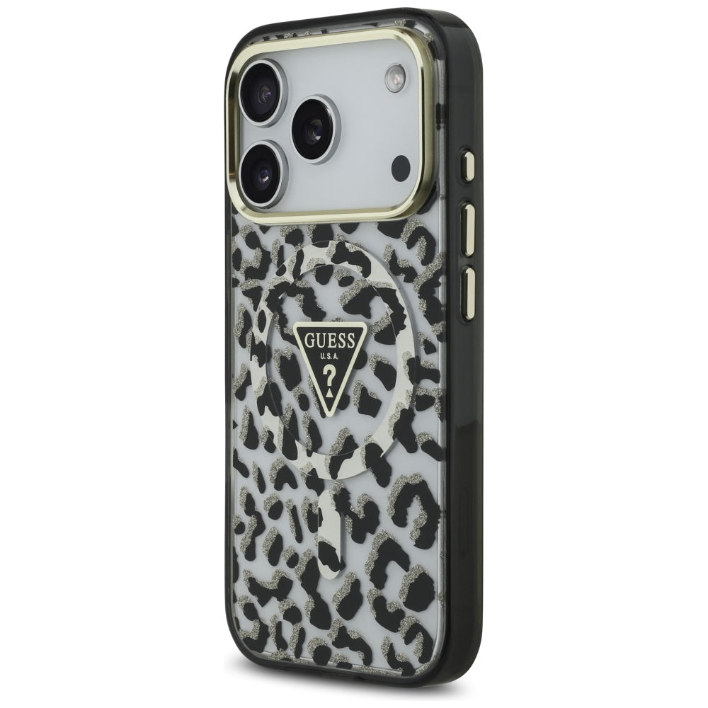 Guess Leopard Glitter MagSafe Case for iPhone 17 Pro - Black_1