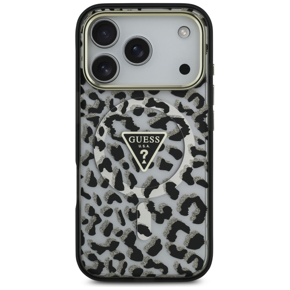 Guess Leopard Glitter MagSafe Case for iPhone 17 Pro - Black_2