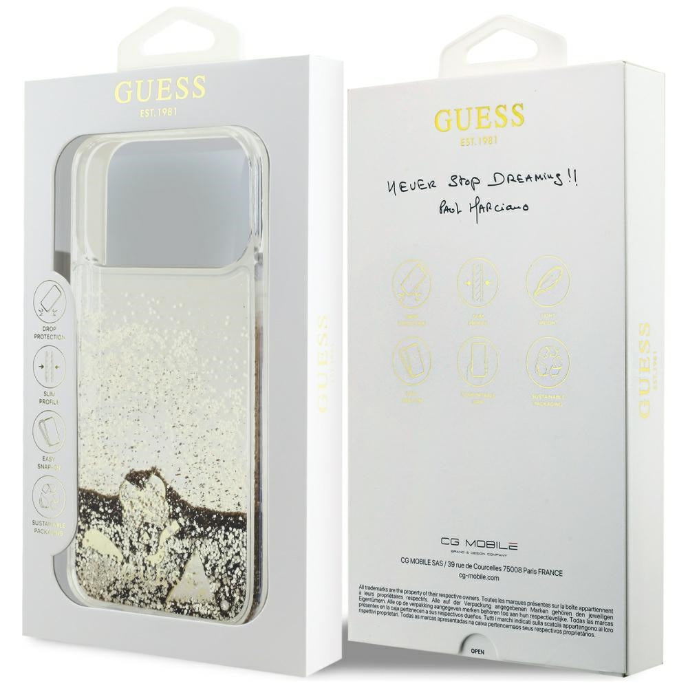 Guess Liq. Glitter 4 Charms Case for iPhone 17 Pro Max - Gold_7