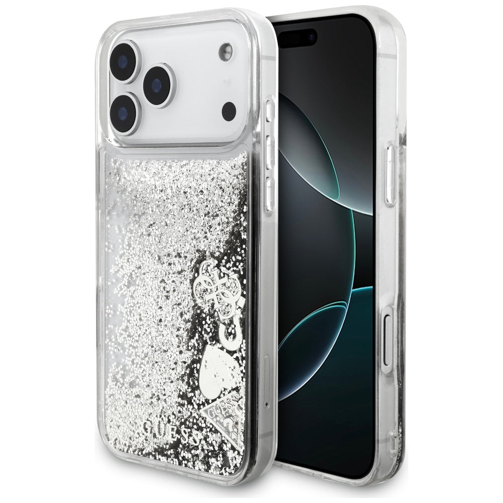 Guess Liq case. Glitter Charms for iPhone 17 Pro - silver_0