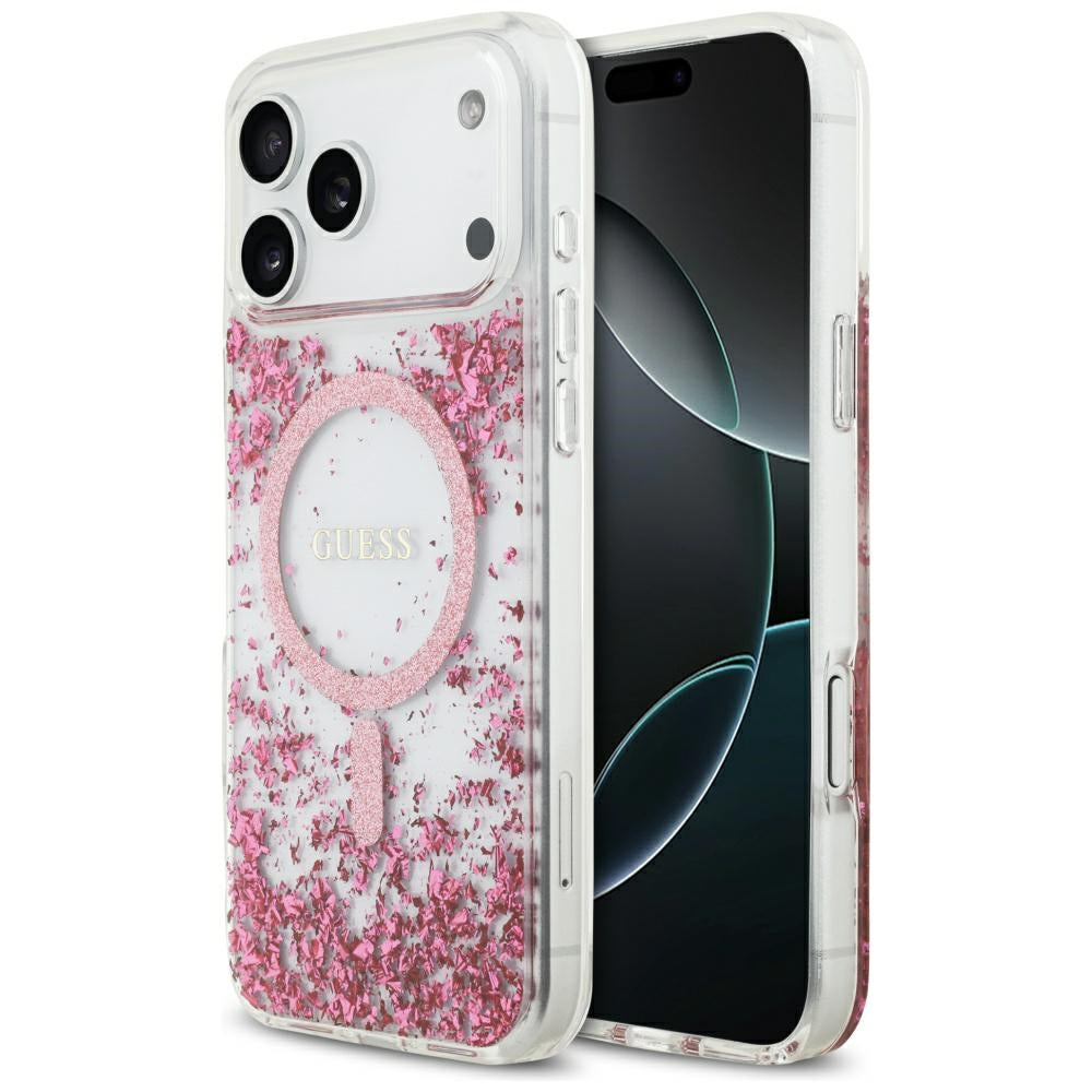 Guess Resin Bottom Glitter MagSafe Case for iPhone 17 Pro Max - Pink_0
