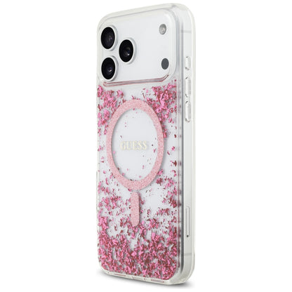 Guess Resin Bottom Glitter MagSafe Case for iPhone 17 Pro Max - Pink_1