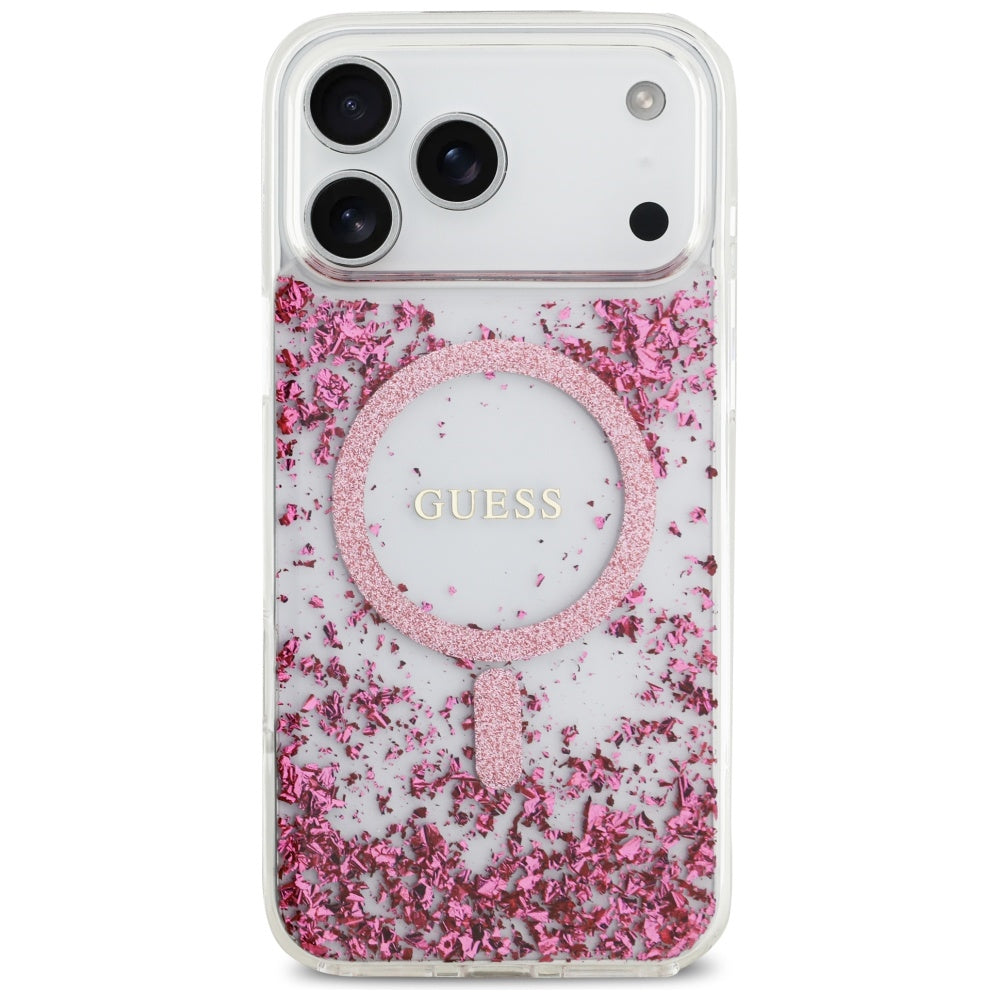 Guess Resin Bottom Glitter MagSafe Case for iPhone 17 Pro Max - Pink_2