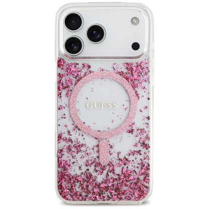 Guess Resin Bottom Glitter MagSafe Case for iPhone 17 Pro Max - Pink_2