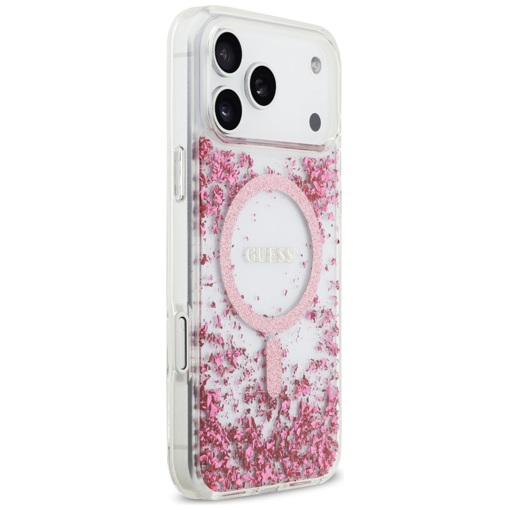 Guess Resin Bottom Glitter MagSafe Case for iPhone 17 Pro Max - Pink_3