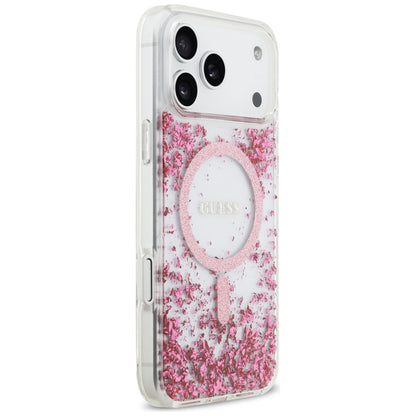 Guess Resin Bottom Glitter MagSafe Case for iPhone 17 Pro Max - Pink_3