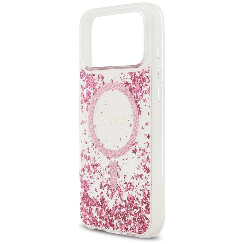 Guess Resin Bottom Glitter MagSafe Case for iPhone 17 Pro Max - Pink_5