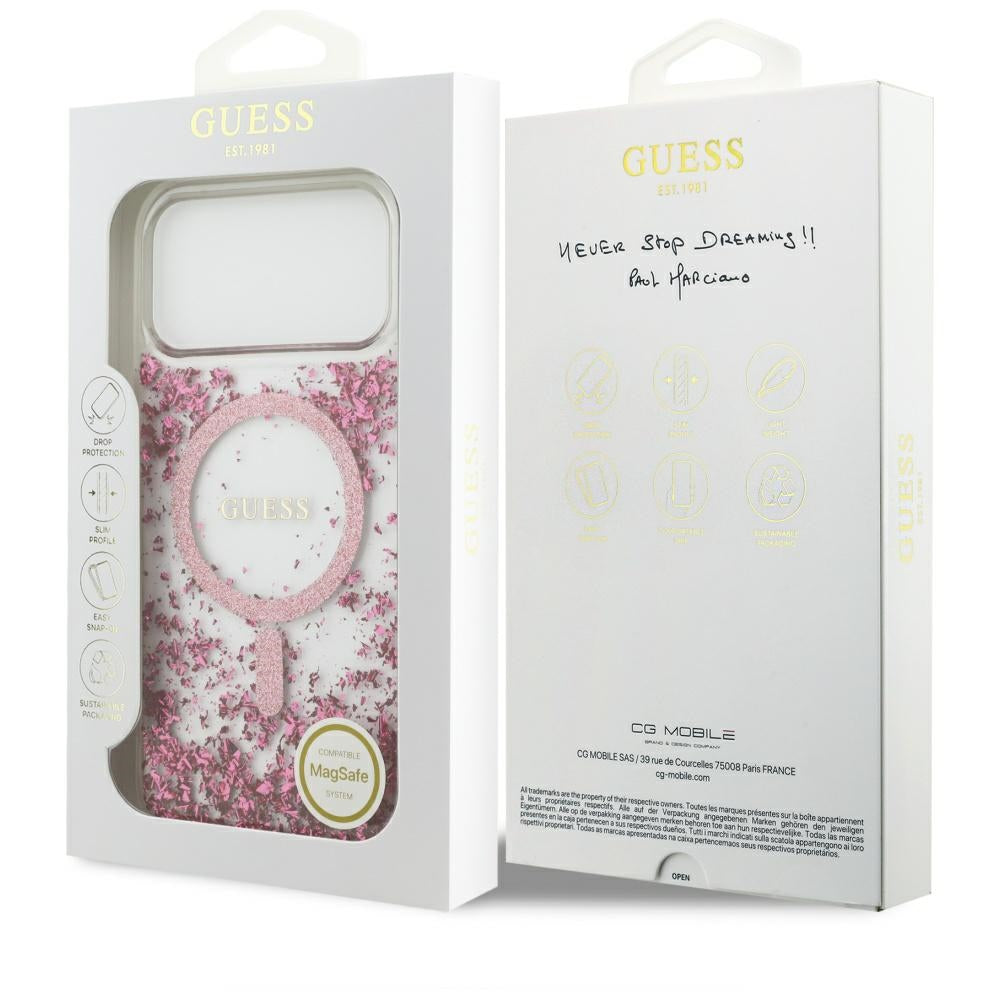 Guess Resin Bottom Glitter MagSafe Case for iPhone 17 Pro Max - Pink_7