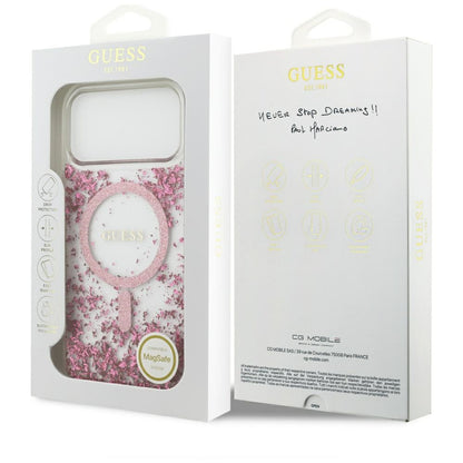 Guess Resin Bottom Glitter MagSafe Case for iPhone 17 Pro Max - Pink_7