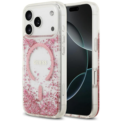 Guess Resin Bottom Glitter MagSafe Case for iPhone 17 Pro - Pink_0