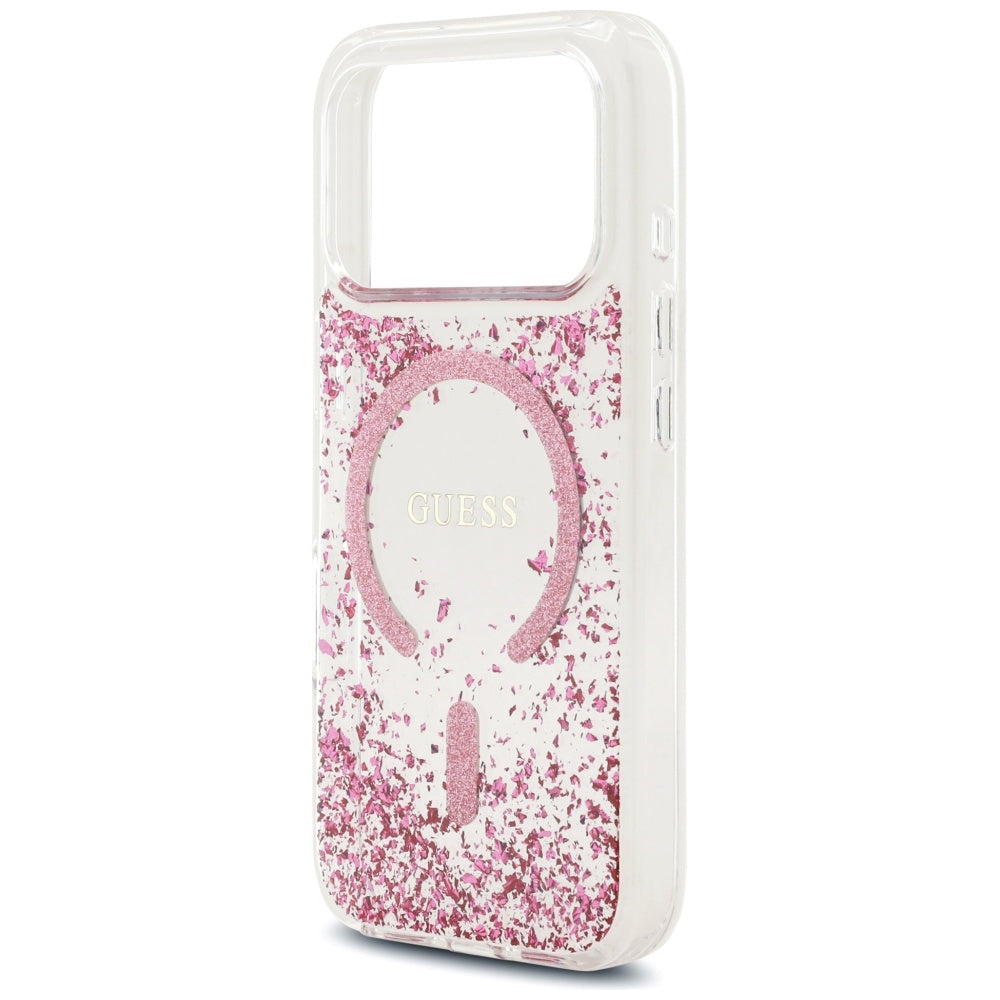 Guess Resin Bottom Glitter MagSafe Case for iPhone 17 Pro - Pink_5
