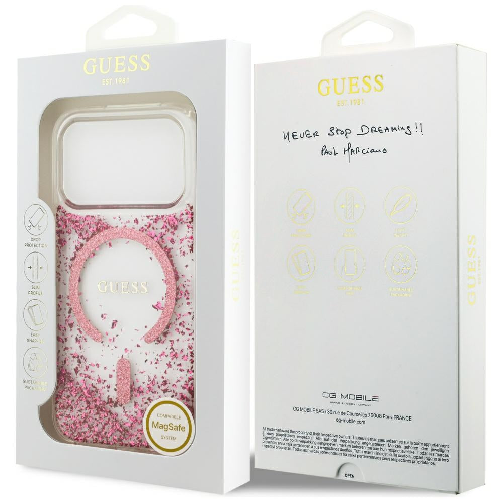 Guess Resin Bottom Glitter MagSafe Case for iPhone 17 Pro - Pink_7