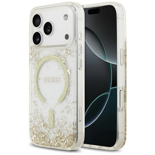 Guess Resin Bottom Glitter MagSafe Case for iPhone 17 Pro - Gold_0