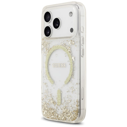 Guess Resin Bottom Glitter MagSafe Case for iPhone 17 Pro - Gold_1