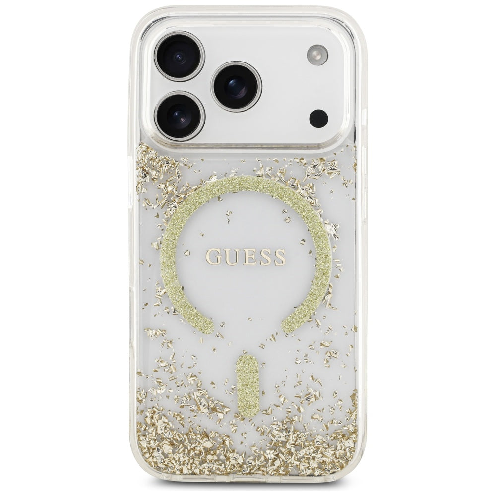 Guess Resin Bottom Glitter MagSafe Case for iPhone 17 Pro - Gold_2
