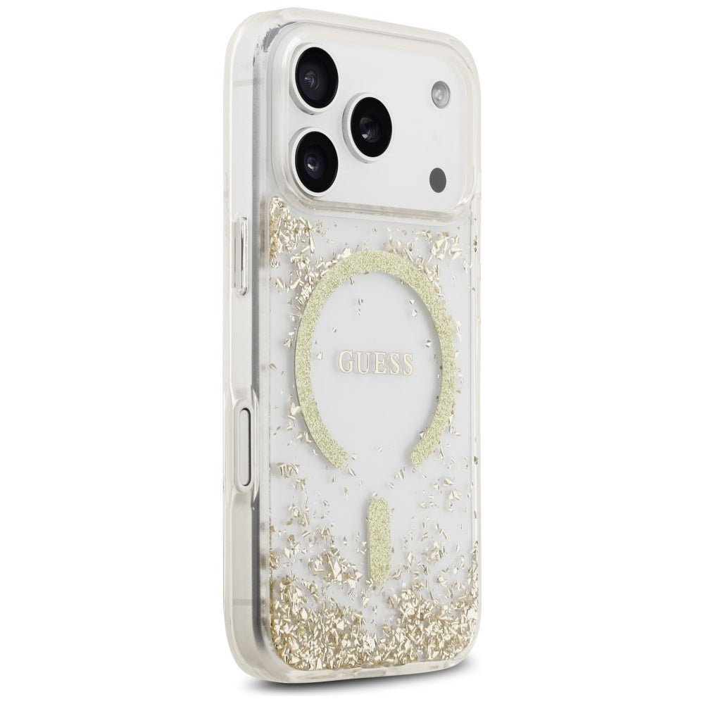 Guess Resin Bottom Glitter MagSafe Case for iPhone 17 Pro - Gold_3