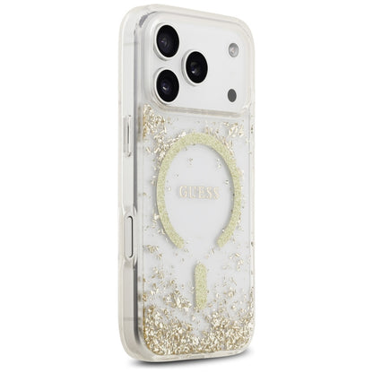 Guess Resin Bottom Glitter MagSafe Case for iPhone 17 Pro - Gold_3