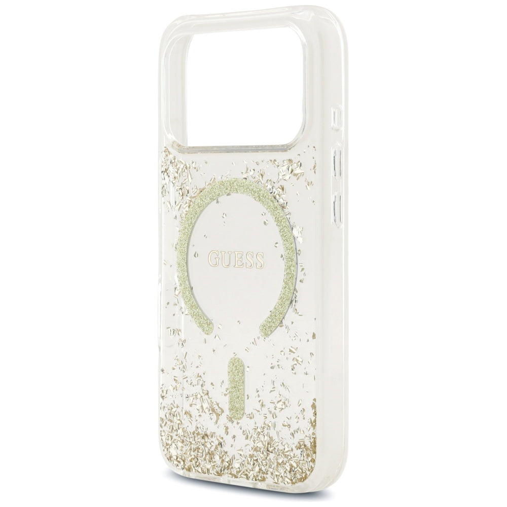 Guess Resin Bottom Glitter MagSafe Case for iPhone 17 Pro - Gold_5
