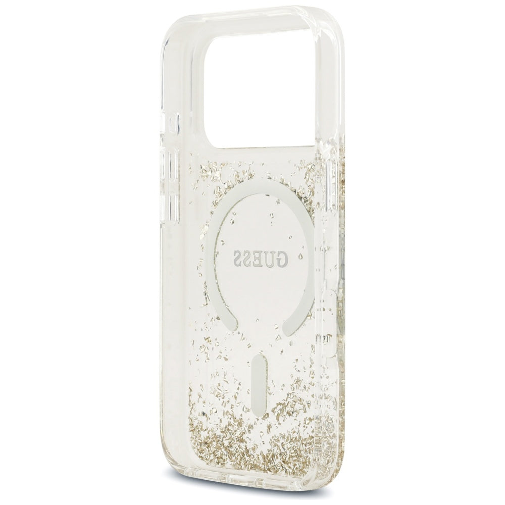 Guess Resin Bottom Glitter MagSafe Case for iPhone 17 Pro - Gold_6