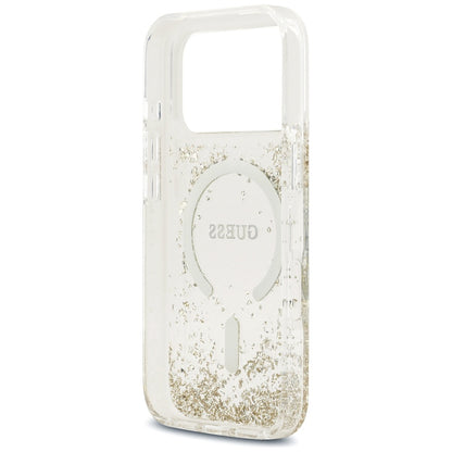 Guess Resin Bottom Glitter MagSafe Case for iPhone 17 Pro - Gold_6
