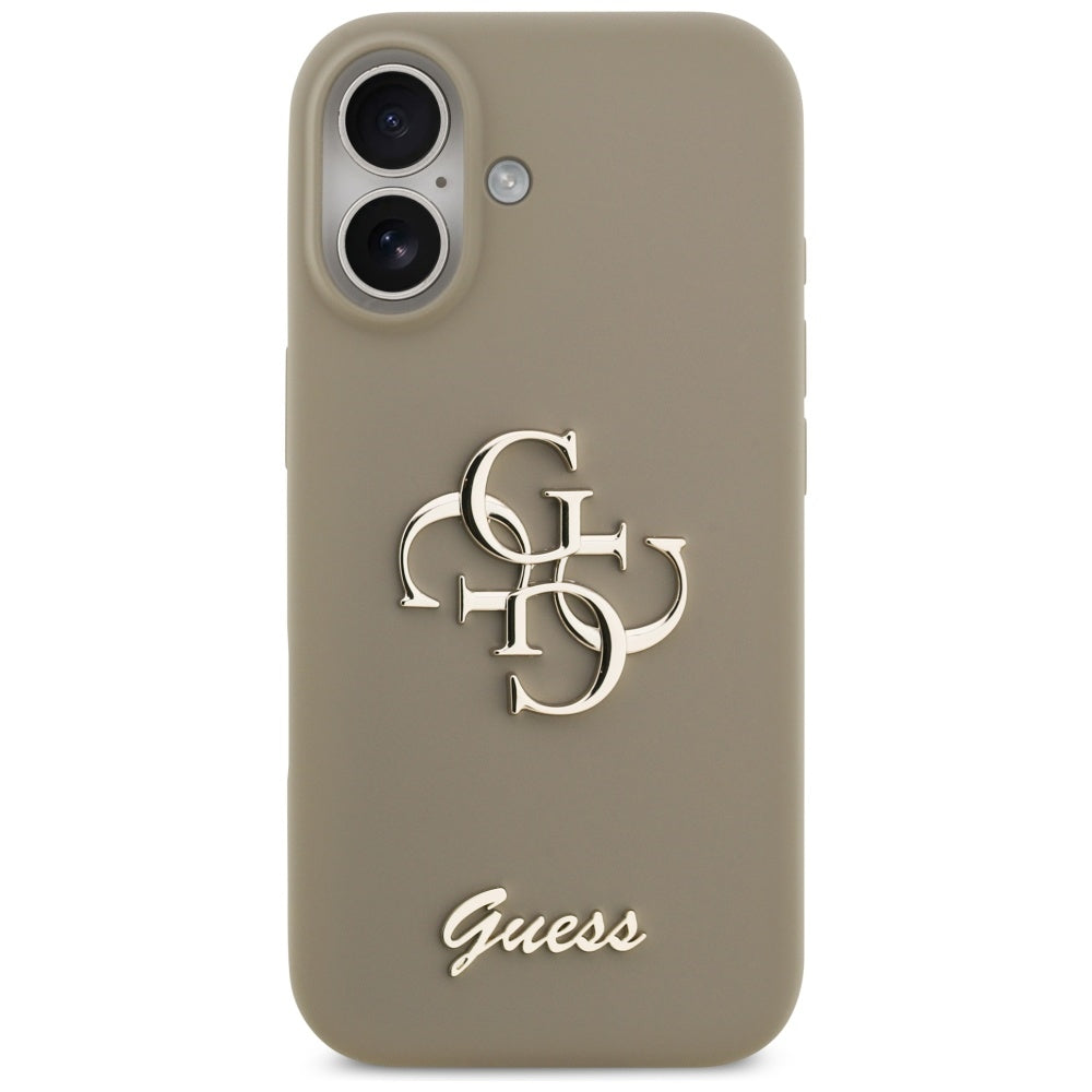 Guess Silicone Big 4G Script Case for iPhone 17 - Brown_2