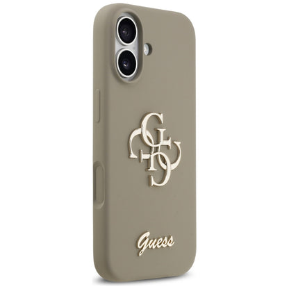 Guess Silicone Big 4G Script Case for iPhone 17 - Brown_3