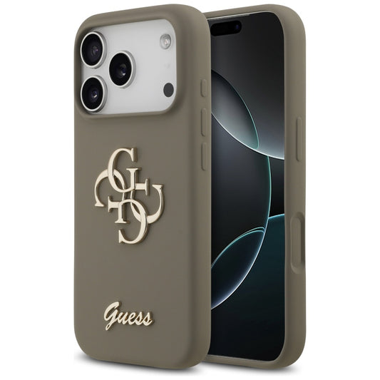 Guess Silicone Big 4G Script Case for iPhone 17 Pro - Brown_0
