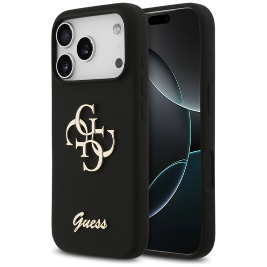 Guess Silicone Big 4G Script Case for iPhone 17 Pro - Black_0