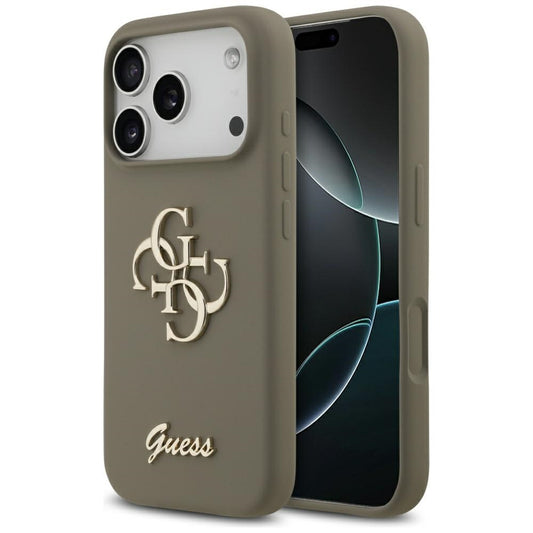 Guess Silicone Big 4G Script Case for iPhone 17 Pro Max - Brown_0