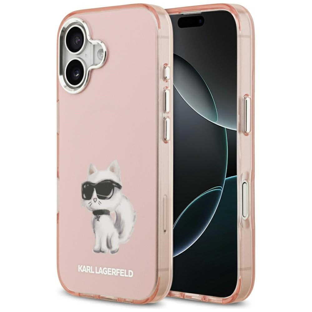 Karl Lagerfeld IML Aquarelle Choupette &amp; Logo MagSafe iPhone 17 Case - Pink_0