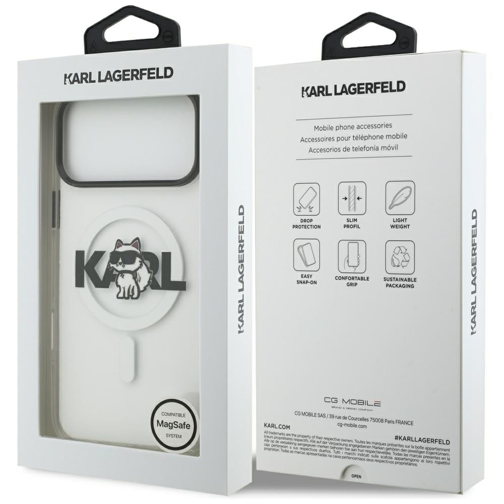 Karl Lagerfeld IML Choupette Sketch Logo MagSafe Case for iPhone 17 Pro - Clear_7
