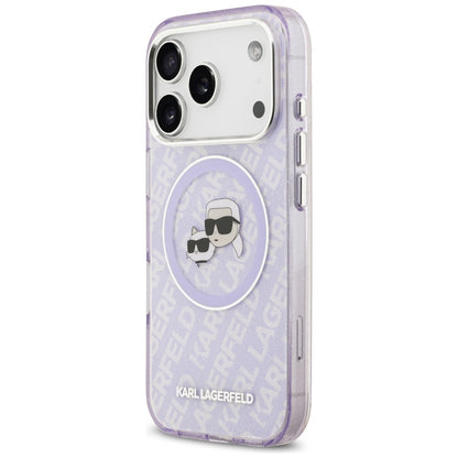 Karl Lagerfeld IML Glitter Karl &amp; Choupette Heads Logo MagSafe Case for iPhone 17 Pro - Purple_1