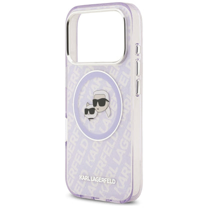 Karl Lagerfeld IML Glitter Karl &amp; Choupette Heads Logo MagSafe Case for iPhone 17 Pro - Purple_5