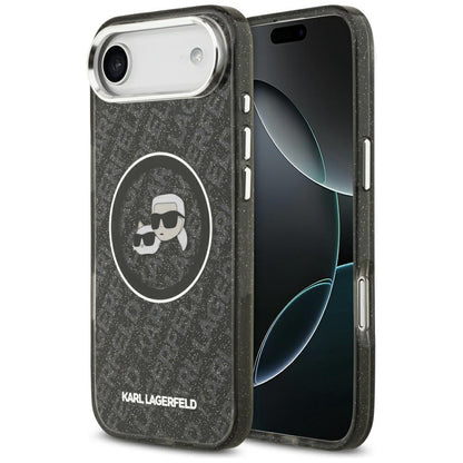 Karl Lagerfeld IML Glitter Karl &amp; Choupette Heads Logo MagSafe iPhone Air Case - Black_0
