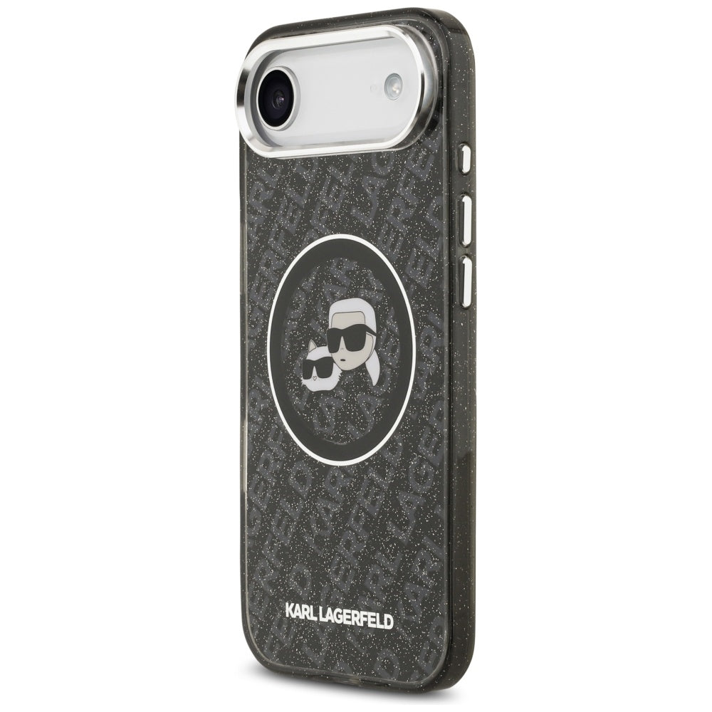 Karl Lagerfeld IML Glitter Karl &amp; Choupette Heads Logo MagSafe iPhone Air Case - Black_1