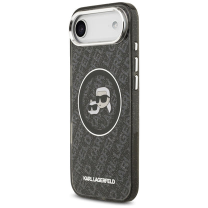 Karl Lagerfeld IML Glitter Karl &amp; Choupette Heads Logo MagSafe iPhone Air Case - Black_1