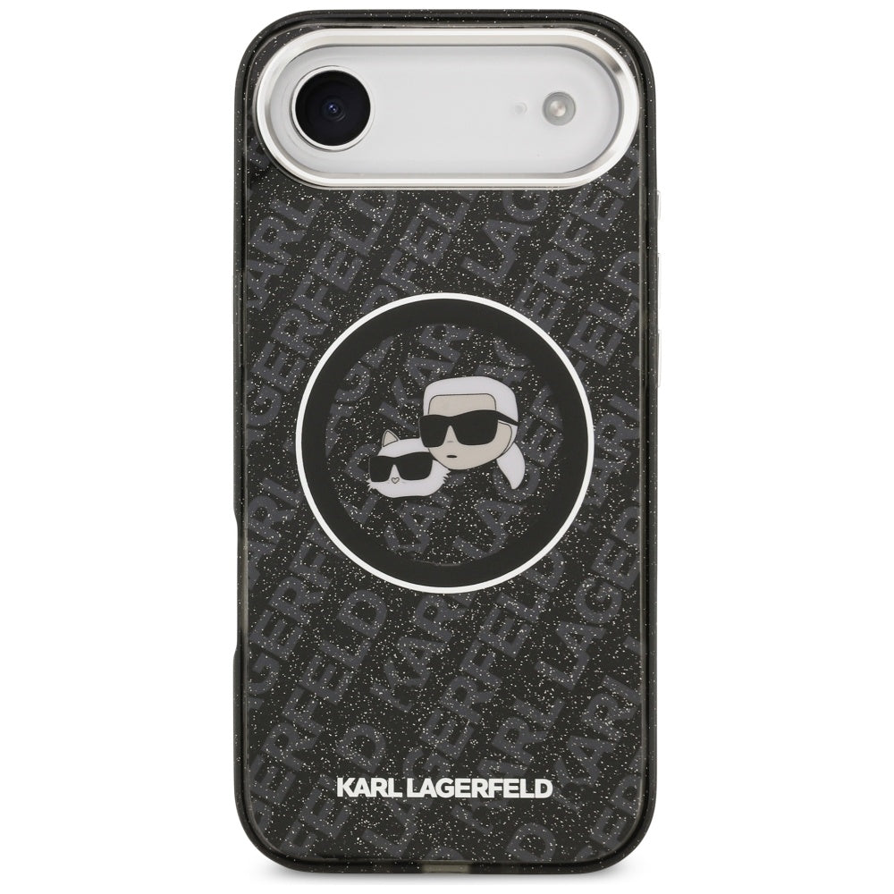 Karl Lagerfeld IML Glitter Karl &amp; Choupette Heads Logo MagSafe iPhone Air Case - Black_2
